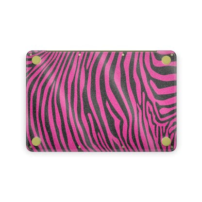Glossy Glitter Laptop Skin Compatible with Apple MacBook Neo - Pink Zebra - Premium 3M Vinyl Protective Wrap Decal Cover - Easy to Apply | Crafted in the USA by MightySkins - color: Pink Zebra, size: MacBook Neo Full Cover Skin, style: Glossy Glitter Fini