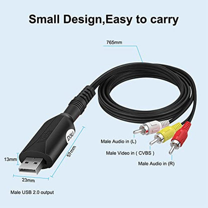 USB Audio Video Capture Card, Video Grabber VHS VCR TV to DVD Converter Capture Card Adapter for Windows