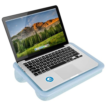 LAPGEAR Compact Lap Desk – Sky Blue, Fits 14" Laptops | Microbead Cushion, Built-In Pencil Slot, Carry Handle, Fits Standard Letter-Size Paper (8.5" × 11") - color: Sky Blue, size: 14″ Laptop (Compact)