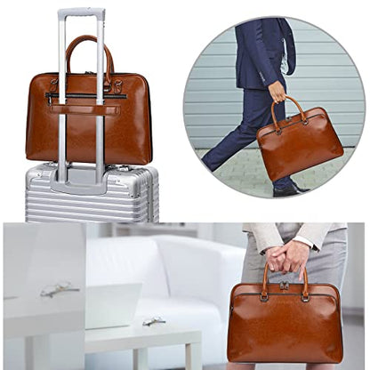 Blofinche Laptop Messenger shoulder bag: Genuine Leather work Briefcase 13.3 15.6 inch designer Satchel handbag - color: Brown, size: 15.6 inch