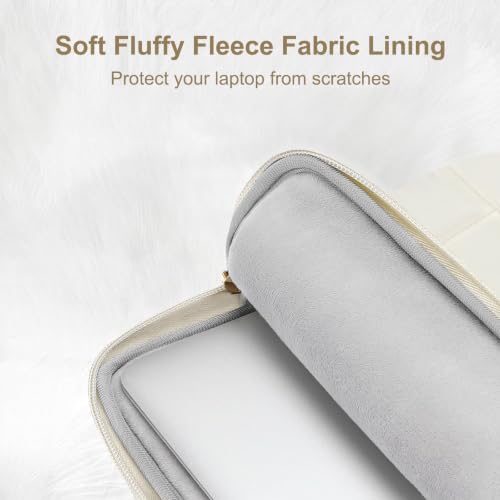 MOSISO Laptop Bag 16 inch, 15-15.6 inch Puffy Laptop Sleeve Compatible with MacBook Pro 16/Air 15,HP Acer Dell Lenovo Notebook, Messenger Briefcase Quilted Bag with Trolley Sleeve&Flower Pendant, Sand - color: Sand
