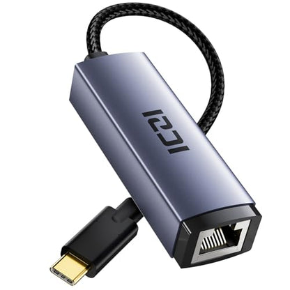 ICZI USB C to Ethernet Adapter, Plug and Play Gigabit USB C Network Adapter, Thunderbolt 4/3 to RJ45 Dongle, Aluminum Case Ethernet Adapter Compatible for MacBook Pro/Air, iPad, iPhone, XPS