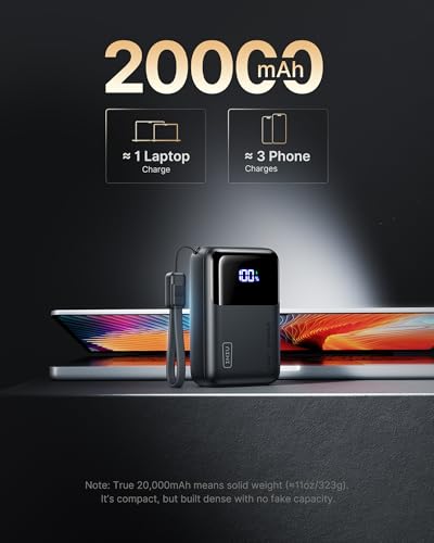 INIU 20000mAh Laptop Power Bank, Ultra Compact 65W PD Dual Fast Charging Portable Charger, TSA Approved Battery Pack with USB C Cable for Travel MacBook iPad Tablet Switch iPhone 17 16 Pro Samsung S25 | USB C Cable, Flight-Safe, Travel Essentials, Portabl