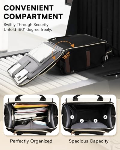 Rolling Backpack for Women, Travel Rolling Laptop Backpack with Wheels, Vertical & Horizontal Storage 2 In 1, Flip-Top Design, Water-Resistant Overnight College Underseat Carry on Luggage, Beige Brown - color: Beige Brown