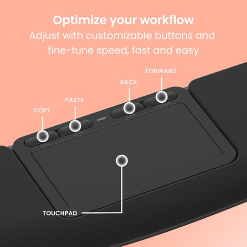 Contour Touch: Wireless Bluetooth Ergonomic Touchpad for Windows 10 & 11, Multi Touch & High Precision Glass Trackpad, Click Anywhere, 4 Programmable Shortcut Keys, Full Size Wrist Rest | Contour Touch: Wireless Bluetooth Ergonomic Touchpad for Windows 11
