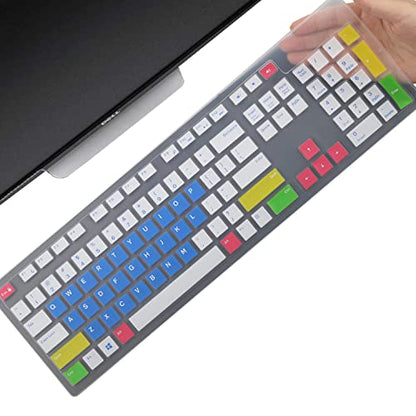 Keyboard Cover Skin for Dell KM636 KB216 KB216t KB216d KB216p Wired & Wireless Keyboard, Dell Optiplex 5250 3050 3240 5460 7450 7050, Dell Inspiron Desktop 24" 27" 5400 5490 7700 7790 3475 3670 3477 - color: Candy Blue