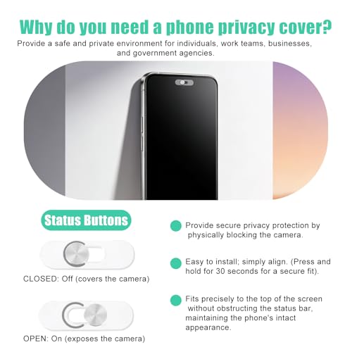 2pcs Single Front Slide Camera Cover Covers Webcam Blocker for Pixel/Galaxy | Keep Your Cell Phone Safe Camera Webcam Phones Parts Accessories Supplies Ultra-Thin Silver for Android Phones