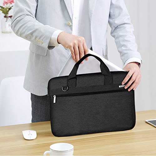 Voova Laptop Bag 17 17.3 Inch, 360° Protective Laptop Case Sleeve with Shoulder Strap Compatible with 17-18 Inch Lenovo Asus Acer Dell Hp, Waterproof Computer Bag Slim Briefcase for Men Women, Black - color: Black, size: 17-17.3 inch