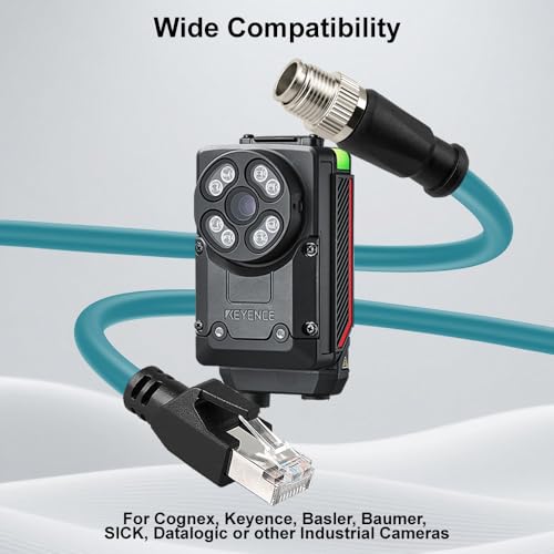 Alvin's Cables M12 8 Pin Male to RJ45 Shielded Ethernet Cable M12 X Coded 8 Position Cat6a Cable for Cognex Industrial Camera 3.2ft/1M - color: Green, size: 1M/3.3FT, style: Straight 8 Pin