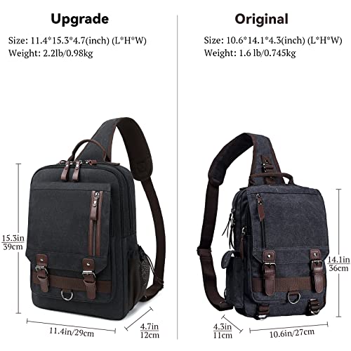 mygreen Canvas Cross Body Messenger Bag Shoulder Sling Backpack Travel Rucksack - color: Black-xl, size: X-Large