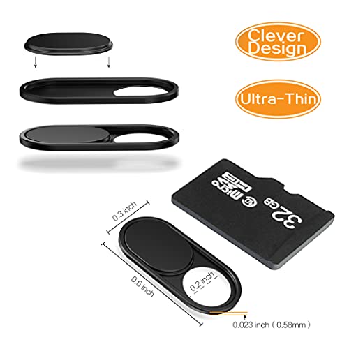 imluckies Laptop Camera Cover Slide, 0.023 inch Ultra-Thin Design, Invisible Design, Camera Cover, Physical Anti-Peeping, for Laptop Computer, MacBook Pro/Air iMac iPad Tablet [2 Pack Black] - color: 2 Pack-Black