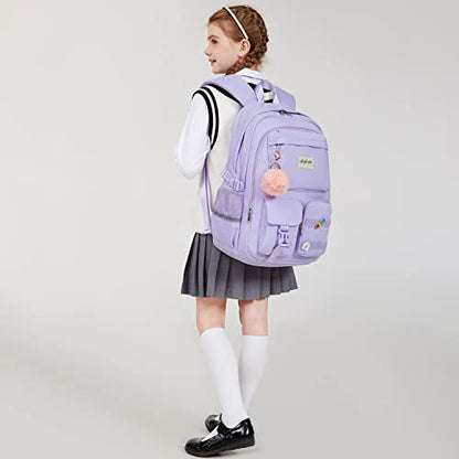 abshoo School Backpack for Girls Bookbag with Lunch Bag Teen Girls School Bag Travel Daypack (Purple) - color: Purple