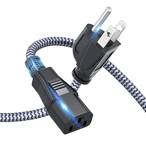 Power Cord, Goalfish 3 Prong AC Power Cable 3.3FT/1m Nylon Braided Replacement 3 Pin Power Cord UL Certified for Computer, TV, Monitor, Printer, PC, Projector, Power Supply Cable