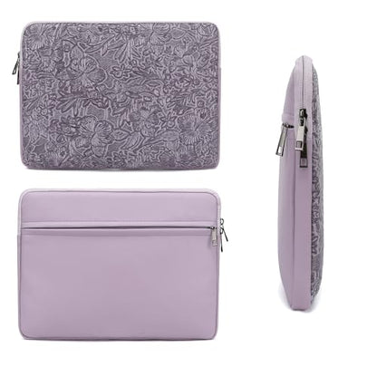 Embossing Floral Pattern PU Leather Laptop Sleeve Case with Pocket MacBook Air 13 inch,iPad Pro 13 inch and 12.5 inch-13.6 inch Notebook Computer Laptop (Purple PU) - color: Purple PU, size: 12.5 inch-13.5 inch