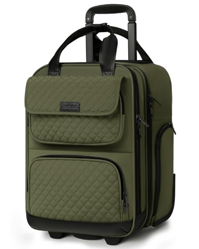 Arcoyard Underseat Carry On Luggage with Wheels, Airline Approved Personal Item Luggage, 16-Inch Multi-functional Underseat Luggage, Lightweight Overnight Suitcase for Women, Bussiness, Travel, Green - color: Green