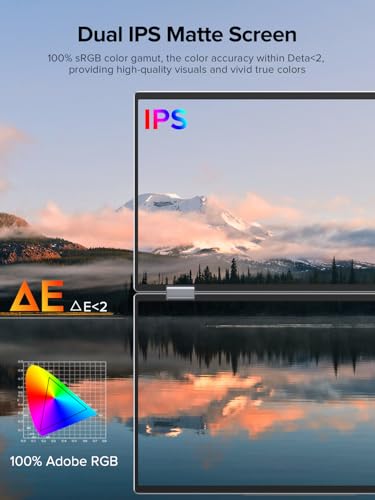 UPERFECT Delta 15.6" Dual Portable Monitor for Laptop Screen Extender 1080P HDR 360° Folding Stacked Triple Monitor with Stand for Laptop PC Phone Game Console (No Driver Needed) - size: 15.6"