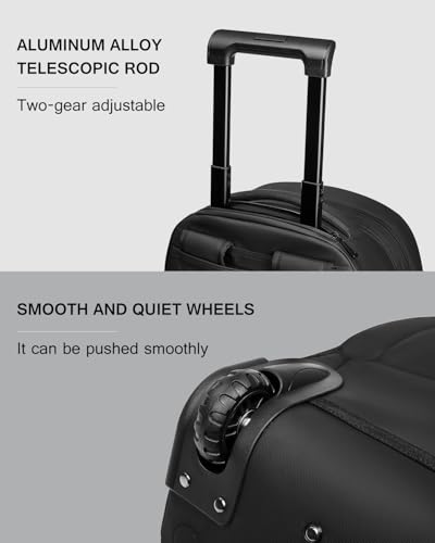 Vacuum Rolling Backpack with Integrated Pump, 60L Vacuum Backpack for Travel with Wheels, TSA Lock and Charging Port, Vacuum Compression Expandable Backpack for 17.3'' Laptop, Business & Long Trips