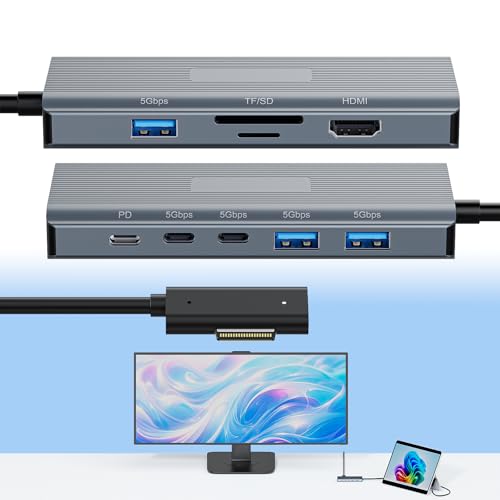 [2025 New] Surface Docking Station- 2 Year Warranty -10 in 1 Surface Dock with HDMI Ethernet SD/TF 5*USB PD, Docking Station for Surface Pro 11/10/9/8/X/7/6/5,Surface Laptop,Surface Book - size: 10