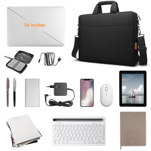 ZYB Waterproof Laptop Bag 14 Inch,Laptop Case 14 Inch Sleeve with Shoulder Strap,Notebook Briefcase for 14" Laptop Lenovo HP Acer ASUS DELL, Mac Air/Pro 15 etc 14in Laptop Bag Carrying Case Men-Black | Laptop Bag for 14 Inch Laptop Notebook Lenovo HP ASUS