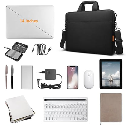 ZYB Waterproof Laptop Bag 14 Inch,Laptop Case 14 Inch Sleeve with Shoulder Strap,Notebook Briefcase for 14" Laptop Lenovo HP Acer ASUS DELL, Mac Air/Pro 15 etc 14in Laptop Bag Carrying Case Men-Black | Laptop Bag for 14 Inch Laptop Notebook Lenovo HP ASUS