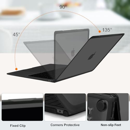MOSISO Compatible with MacBook Air 13 inch Case M1 2018-2021, Black | Reduces-Fingerprints with Soft TPU Bumper Shell&Keyboard Cover for MacBook Air 13.3 M1, 2021 2020 2019 2018 A2337 A2179 A1932 - color: Black
