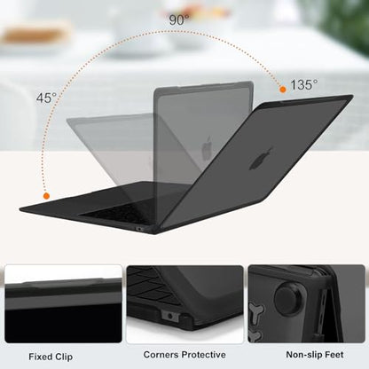 MOSISO Compatible with MacBook Air 13 inch Case M1 2018-2021, Black | Reduces-Fingerprints with Soft TPU Bumper Shell&Keyboard Cover for MacBook Air 13.3 M1, 2021 2020 2019 2018 A2337 A2179 A1932 - color: Black