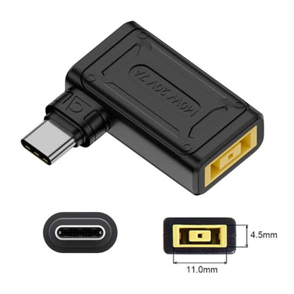 140W 100W Rectangle Jack Thinkpad X1 Input to USB-C Type-C Angled 90 Degree Power Plug Charge Adapter for Laptop Phone - style: 1.1x4.5mm 140W