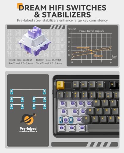 DAREU EK98pro Wireless Mechanical Keyboard,96% Creamy Gaming Keyboard with Number Pad,Tri-Mode BT/2.4GHz/USB-C,Pre-lubed Linear Switches,Gasket Structure,Hot Swappable Custom,Backlit for Win/Mac - color: Black