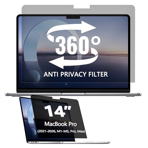 360° Privacy Screen Protector for MacBook Pro 14 Inch(2021-2026) | M1-M5, Pro, Max; Privacy Screen Filter with MacBook Pro 14 inch, Anti Fingerprint-Anti Blue Light-Glare for Daily Activities - color: MacBook Pro 14 Inch (2021-2024, M1-M4 Pro, Max)