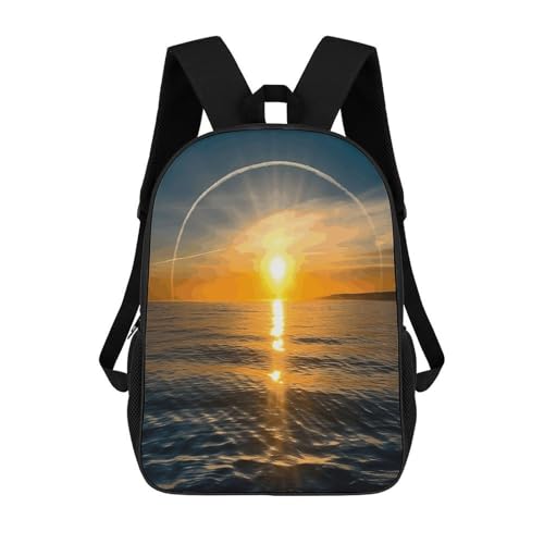 17 Inch Sunrise Horizon Laptop Backpack for Men Women Waterproof Lightweight Travel Backpack Commuter Bag Large Capacity Casual Daypack for Business Trip & Outdoor