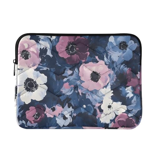 Modern Art Flower Floral Laptop Sleeve 13 14 Inch Puffy Quilted Carrying Case Protective Computer Bag Waterproof Laptops Sleeve for Women Men - color: Modern Art Flower, size: Medium