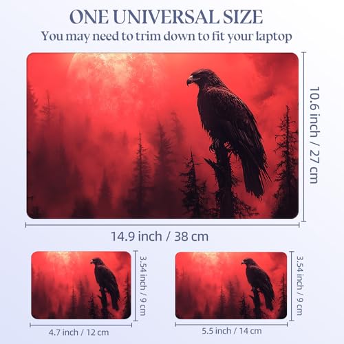 Universal Laptop Skin Sticker Decal,15.6 Inch Laptop Vinyl Cover for 13" 14" 15.6" Laptop,Scratch-Resistant Waterproof Protector Wrap,Reusable with Wrist Pads,Red Moon Eagle - color: Red Moon Eagle