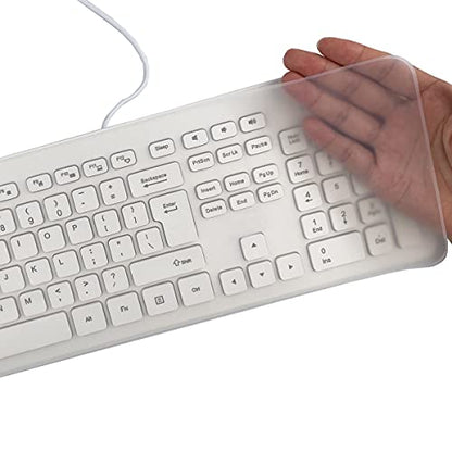 2 Pack Universal Keyboard Cover Skin Design for Standard Size PC Computer Desktop Keyboards (Size: 17.52" x 5.51") Clear Waterproof Anti-Dust Silicone-Clear