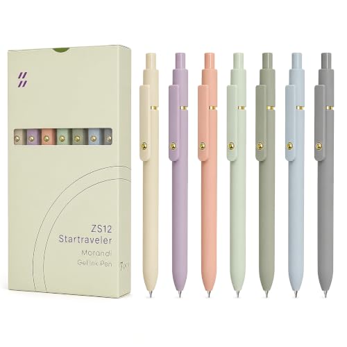 FIOVER Gel Pens 7pcs 0.5mm Quick Dry Black Ink Fine Point Pens | Smooth Writing Gel Ink Pens, Morandi Colors, High-End Series, Office School Supplies - color: 7Pcs Morandi, size: 1 Count (Pack of 7)