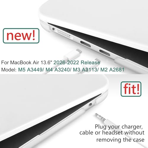 DONGKE Compatible with MacBook Air 13 inch Case M5 M4 M3 M2 2026 2025 2024-2022 A3449 A3240 A3113 A2681, Plastic Hard Shell & Keyboard Cover for MacBook Air 13.6 inch, Matte Clear - color: Matte Clear