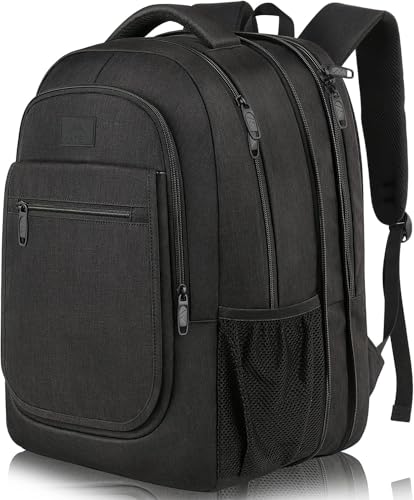 MATEIN College Large Travel Backpack, TSA Expandable Laptop Backpack | 43L College Computer Bag, Fit 17.3 Inch Laptop, Water Resistant Design, Lightweight Carry on, Sturdy, Spacious, Black - color: Deep Black, size: 17 inch