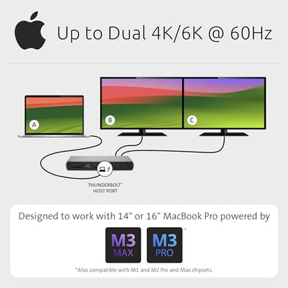Kensington SD5780T Thunderbolt 4 Dual 4K Docking Station with up to 100W Power Delivery & SD Card Reader, HDMI & Thunderbolt 4 Ports for Windows and MacBooks (K33040NA) | 100W power delivery, SD card reader, HDMI and Thunderbolt 4 ports, for Windows and M