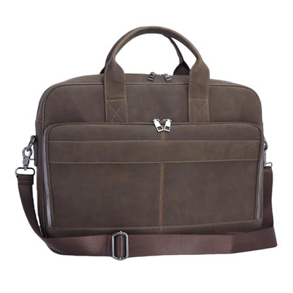 Vintage Faux Leather Briefcase: 15.6" Roomy/17 Compact Laptop Messenger Bag for Men - Crossbody Business Travel Satchel