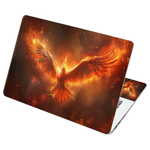 Universal Laptop Skin Sticker with 2 Wrist Pad Decals, 3-Piece Removable Vinyl Laptop Cover, Fire Phoenix Waterproof Anti-Scratch, Easy-Trim Fit for 13.3" 14" 15.6" Laptops - color: Fire Phoenix
