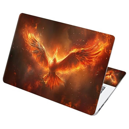 Universal Laptop Skin Sticker with 2 Wrist Pad Decals, 3-Piece Removable Vinyl Laptop Cover, Fire Phoenix Waterproof Anti-Scratch, Easy-Trim Fit for 13.3" 14" 15.6" Laptops - color: Fire Phoenix