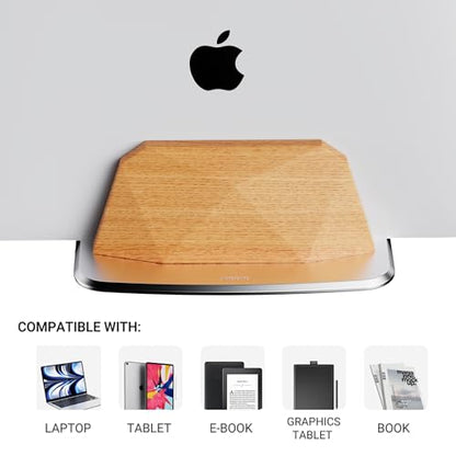 AFOOYO Vertical Laptop Stand - Dual Slots Wooden Adjustable Laptop Holder,Desktop Dock Compatible with All MacBook, Surface,Chromebook,Dell & More(Beechwood) - color: Beechwood