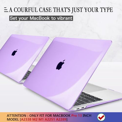 CISSOOK Cover for MacBook Pro 13 Inch Case Purple 2025-2020 Release | 4in1 Set Plastic Hard Shell Case with Keyboard Cover for Pro 13 M1 M2 A2251 A2289 A2338 - Purple - color: Purple