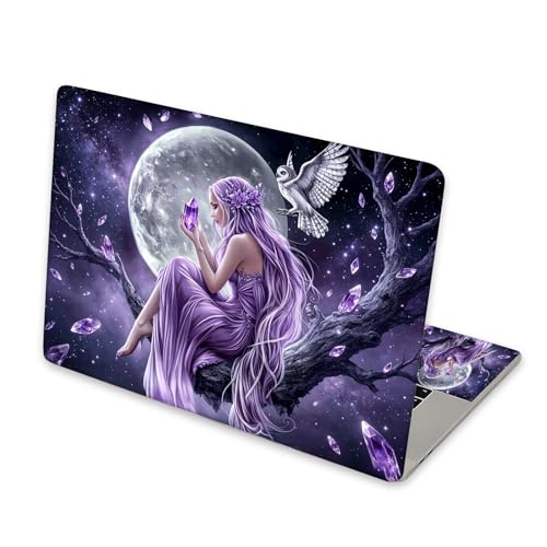 Universal Laptop Skin Sticker for 12/13/14/15.6 Inch Laptops, Reusable Vinyl Laptop Decal Cover, Waterproof Scratch Resistant Notebook Skin with 2 Wrist Pads,Moonlight Fairy - color: Moonlight Fairy