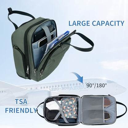 VANKEAN Carry On Underseat 16-inch Multi-functional Underseater Lightweight Overnight Suitcase with Wheels, Roller Case for Men Women Travel Business, Army Green - color: Army Green
