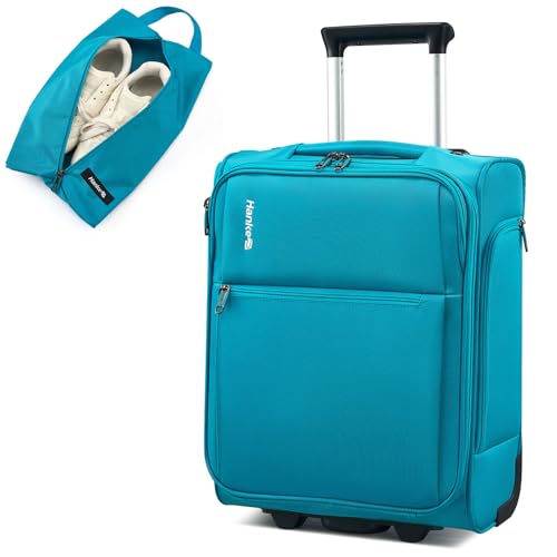 Hanke Underseat Carry On Luggage with Wheels, 17-Inch Small Suitcase Rolling Under Seat Luggage, Lightweight Personal Item Bag with 15.6" Compartment for Overnight & Short Trips, Caribbean Blue - color: Caribbean Blue, size: 17 Inch Underseat Plus