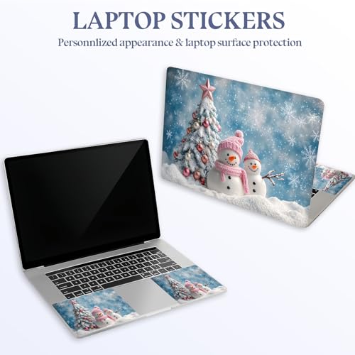 Universal Laptop Skin Sticker Decal,15.6 Inch Laptop Vinyl Cover for 13" 14" 15.6" Laptop,Scratch-Resistant Waterproof Protector Wrap,Reusable with Wrist Pads,Cozy Winter Snowman Scene - color: Cozy Winter Snowman Scene
