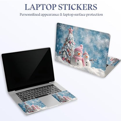 Universal Laptop Skin Sticker Decal,15.6 Inch Laptop Vinyl Cover for 13" 14" 15.6" Laptop,Scratch-Resistant Waterproof Protector Wrap,Reusable with Wrist Pads,Cozy Winter Snowman Scene - color: Cozy Winter Snowman Scene