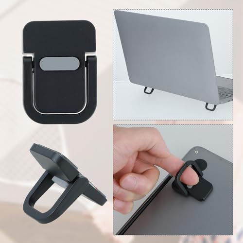 Apausvcm 2Pcs Keyboard Riser, Self-Adhesive Mini Keyboard Stand for Desk Portable Laptop Feet Foldable Keyboards Lift for Most Keyboards (Black) - color: Black