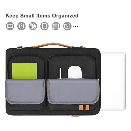 MOSISO 360 Protective Laptop Bag, Computer Bags | Laptop Sleeve Bag with Trolley Sleeve&2 Rectangle Pockets&Handle - color: Black, size: 13.3 inch