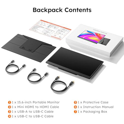 15.6" Portable Monitor with Smart Cover, FHD 1080P IPS Travel Monitor for Laptop, Built-in Speaker& Stand, USB-C&Mini HDMI Screen Extender for Laptop Mac PC Phone Xbox PS4/5 Switch with Stand Case - style: 15.6 CASE